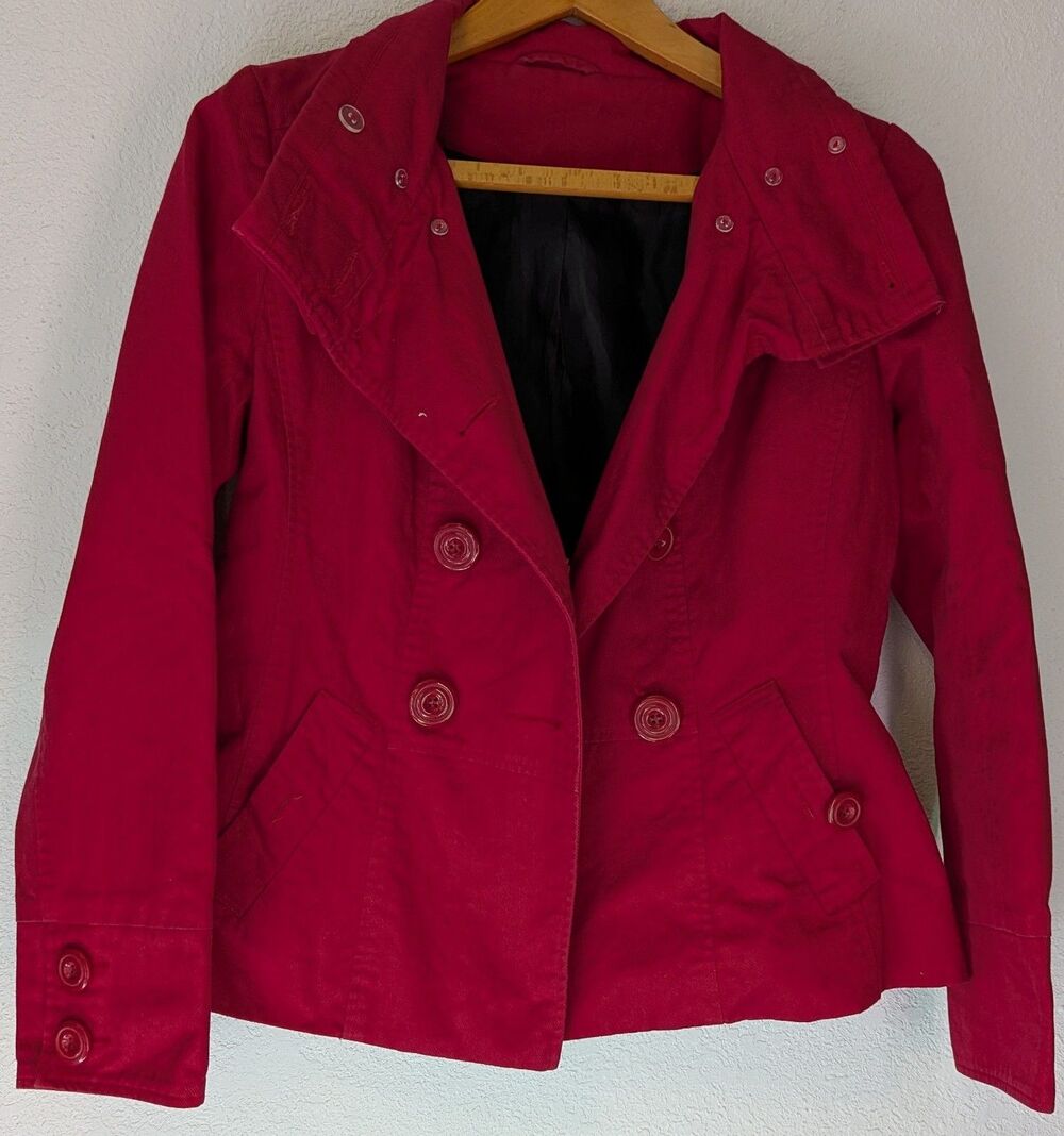 NEW LOOK Women's Size 10 Red Long Sleeve Military Style Coat/Jacket (A-16m)